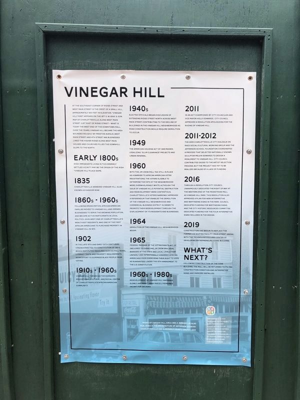 A temporary sign sharing a history of Vinegar Hill image. Click for full size.