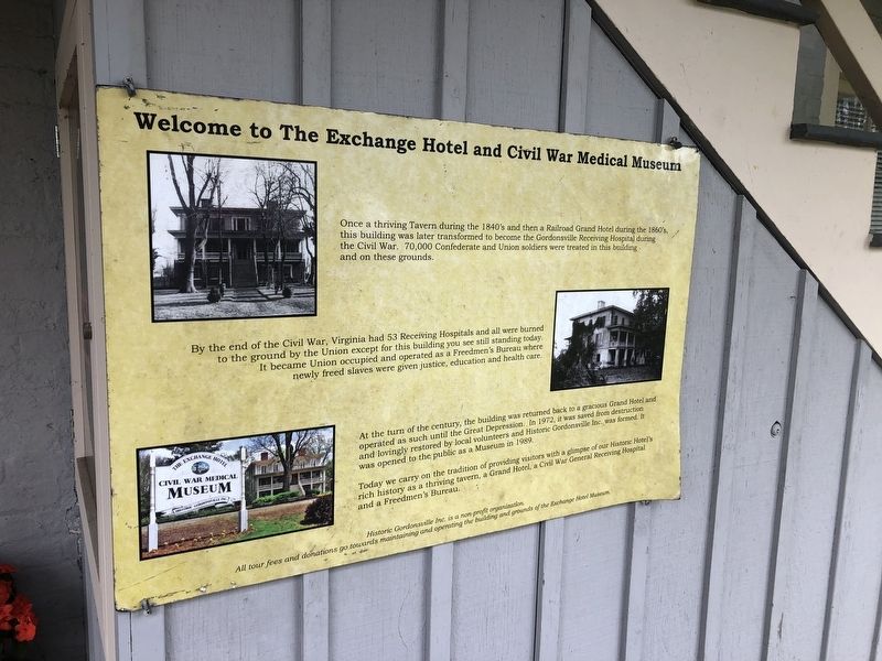 Welcome to The Exchange Hotel and Civil War Medical Museum Marker image. Click for full size.