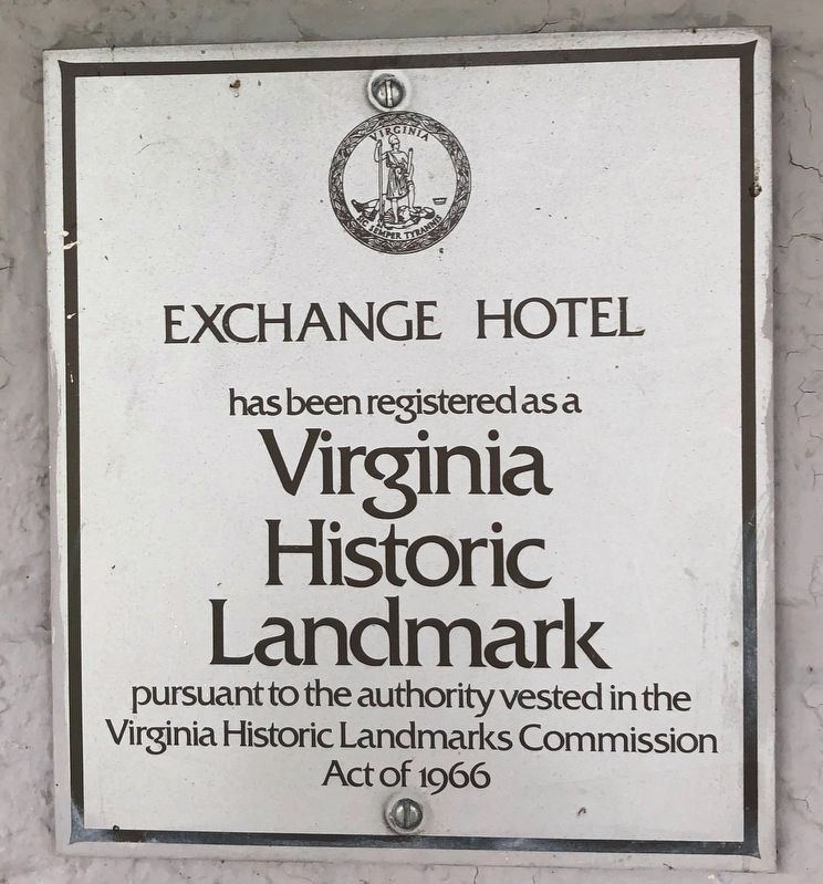 Virginia Historic Landmark plaque for the Exchange Hotel image. Click for full size.