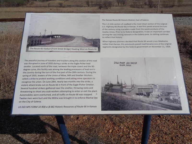 The Kansas Route 66 Historic District, East of Galena Marker image. Click for full size.