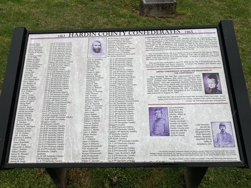 Hardin County Confederates Marker image. Click for full size.