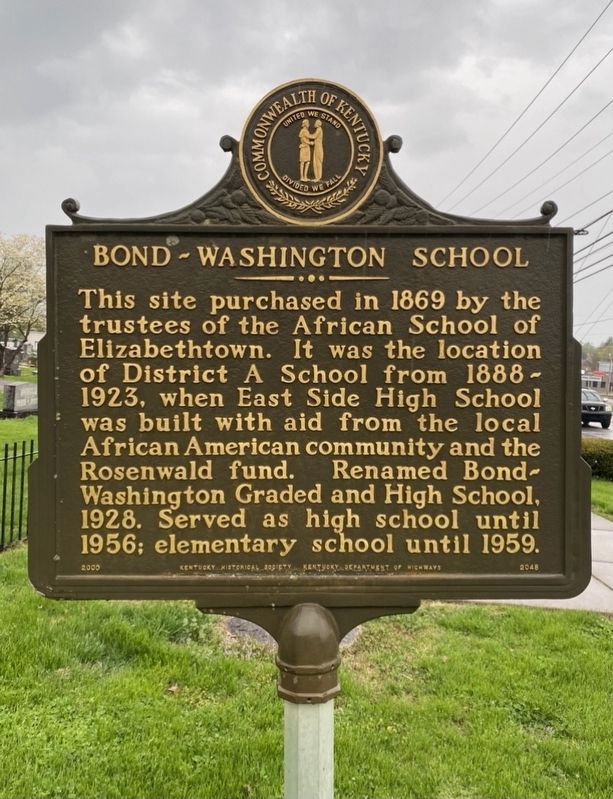 Bond-Washington School side of the marker image. Click for full size.