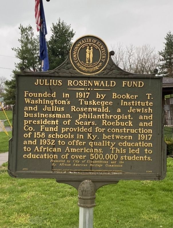 Julius Rosenwald Fund side of the marker image. Click for full size.