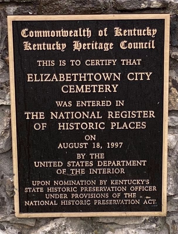 Elizabethtown City Cemetery Marker image. Click for full size.