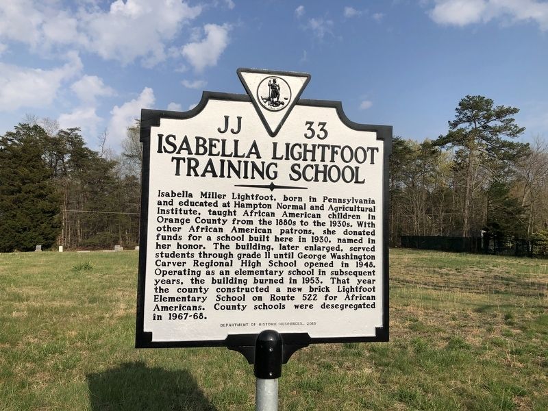 Isabella Lightfoot Training School Marker image. Click for full size.