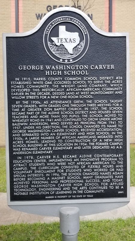 George Washington Carver High School Marker image. Click for full size.