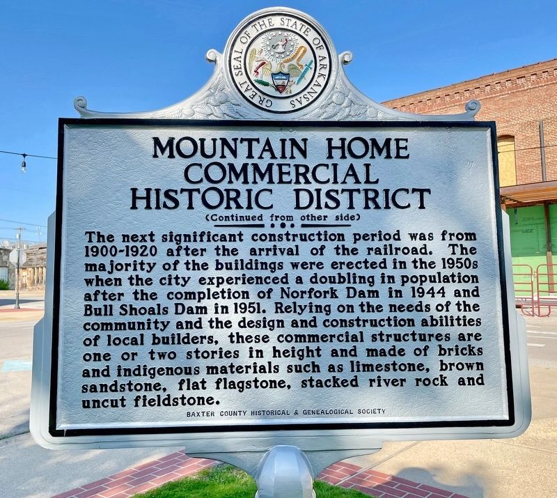Mountain Home Commercial Historic District Marker (reverse) image. Click for full size.