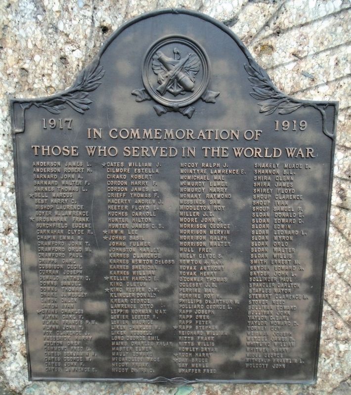 World War Memorial. Click for full size. World War Memorial image. Click for full size.