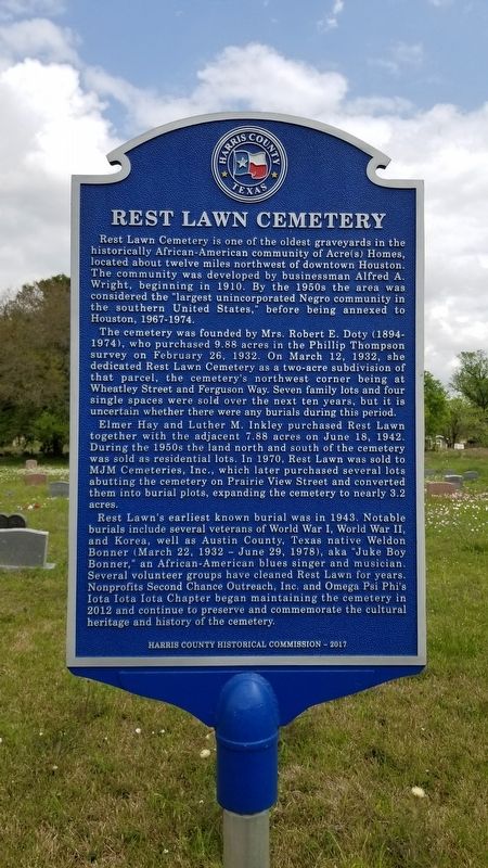 Rest Lawn Cemetery Marker image. Click for full size.