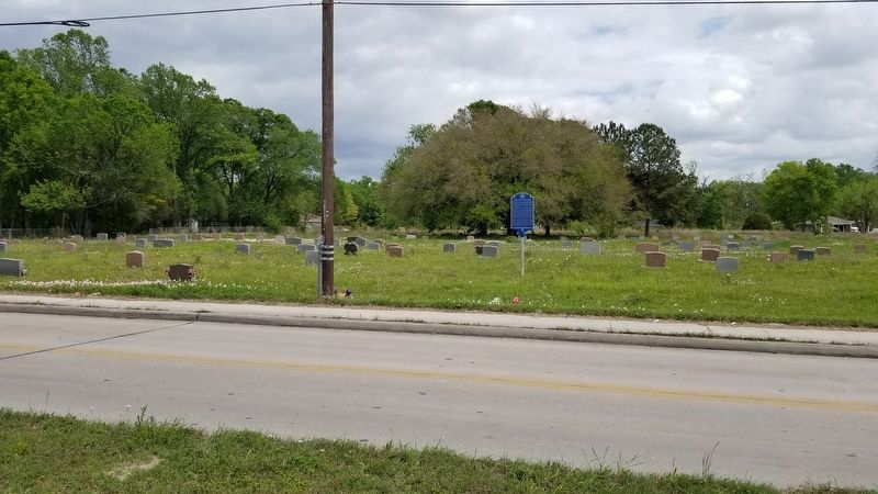 The view of the Rest Lawn Cemetery and marker from across the road image. Click for full size.