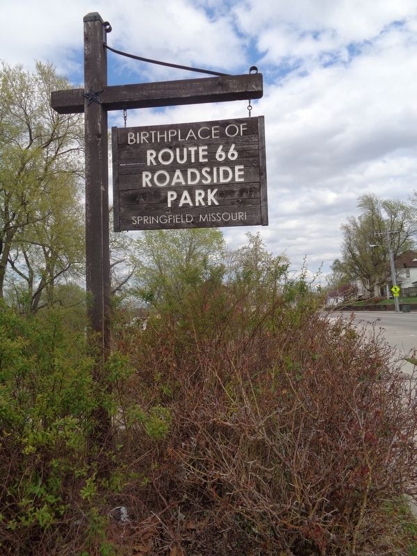 Birthplace of Route 66 Roadside Park sign image. Click for full size.