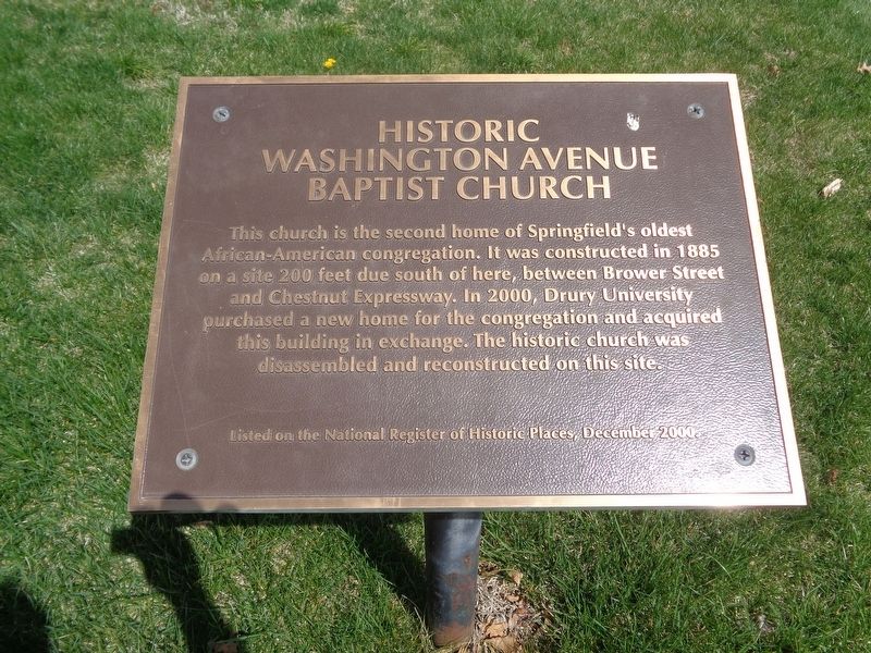 Historic Washington Avenue Baptist Church Marker image. Click for full size.