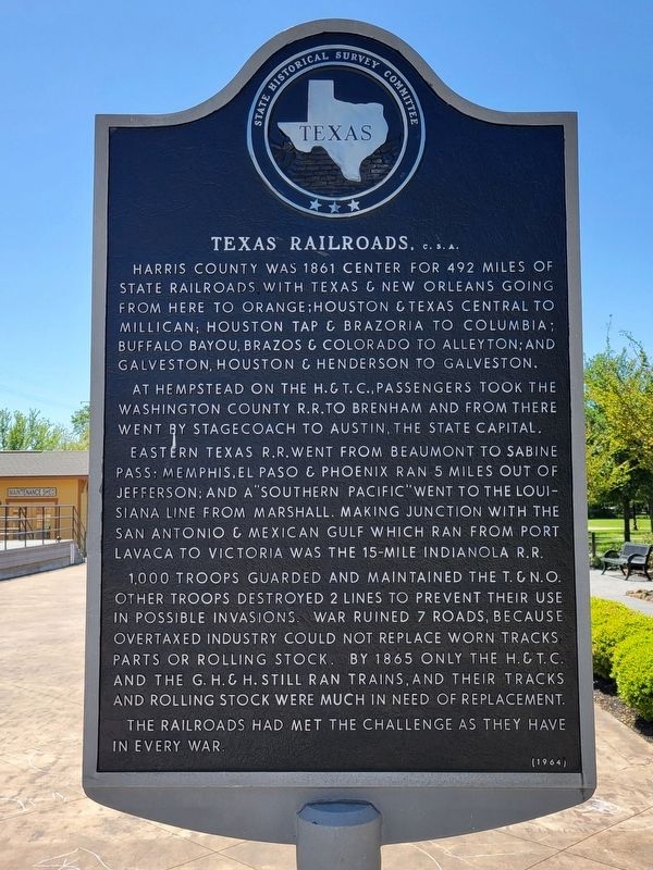Texas Railroads, <small>C. S. A.</small> Marker image. Click for full size.