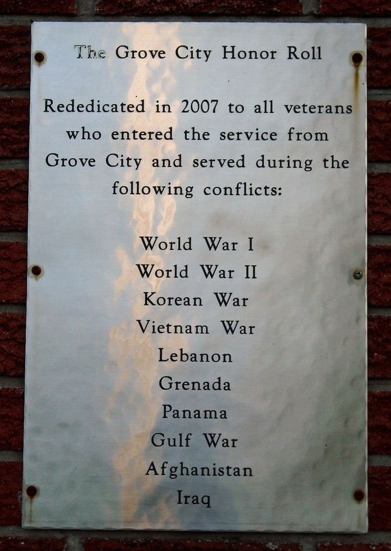 The Grove City Honor Roll Marker. Click for full size. The Grove City Honor Roll Marker image. Click for full size.