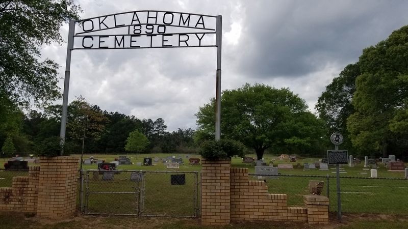 The Oklahoma Cemetery frontgate and Marker image. Click for full size.