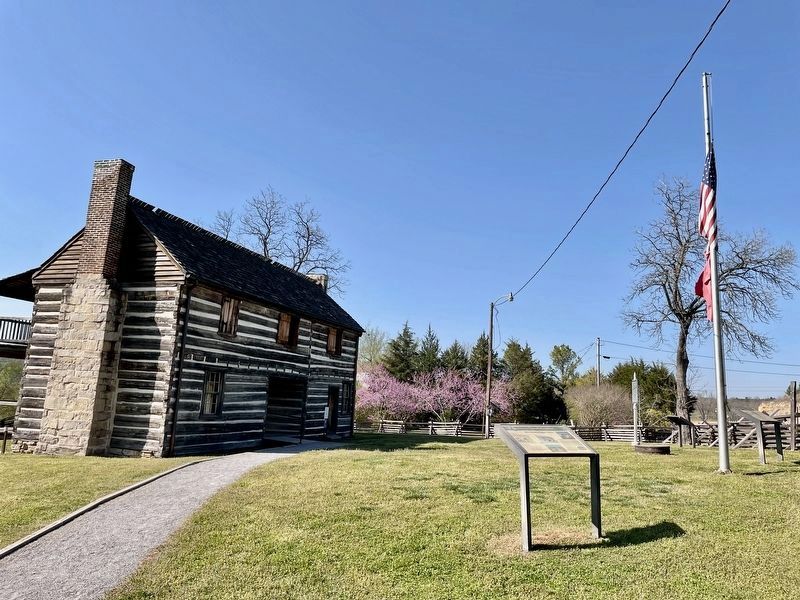 Jacob Wolf House Marker is to left of flagpole in distance. image. Click for full size.
