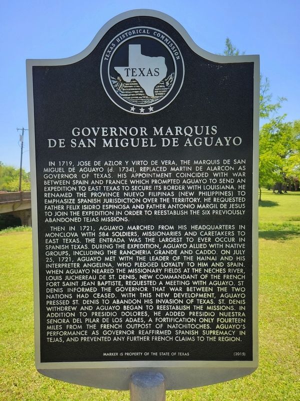 Governor Marquis de San Miguel de Aguayo Marker image. Click for full size.