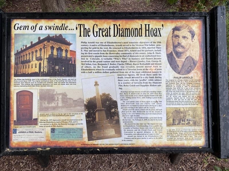 The Great Diamond Hoax Marker image. Click for full size.