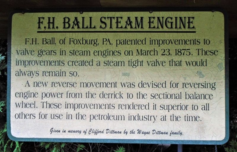 F.H. Ball Steam Engine Marker image. Click for full size.
