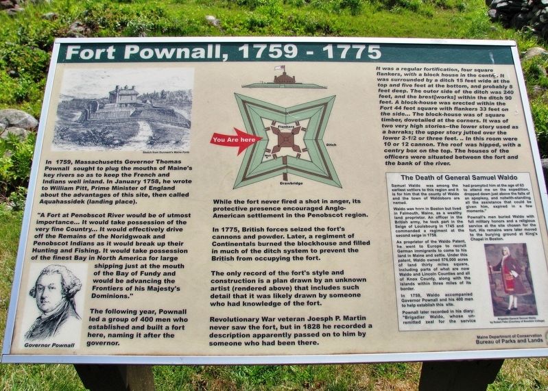 Fort Pownall, 1759-1775 Marker image. Click for full size.