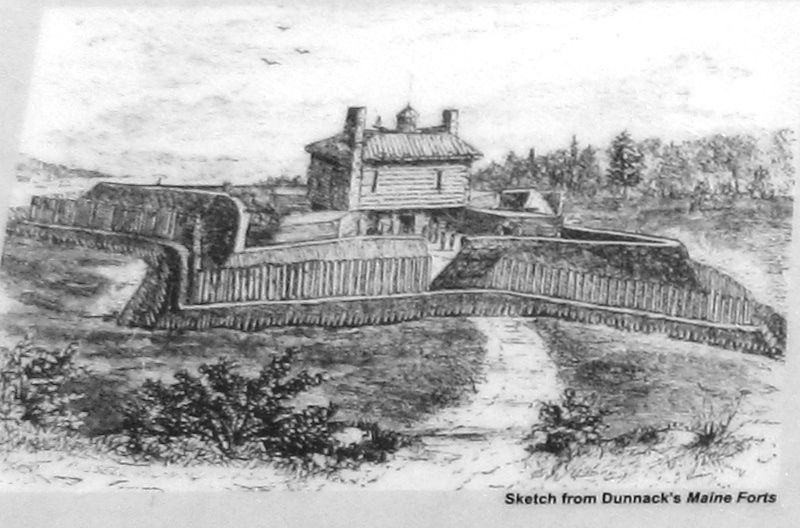 Marker detail: Fort Pownall image. Click for full size.