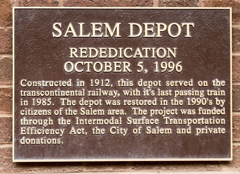 Salem Depot Marker image. Click for full size.
