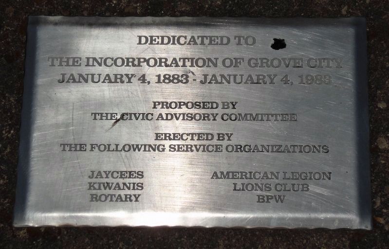 Grove City Incorporation Centennial Marker image. Click for full size.