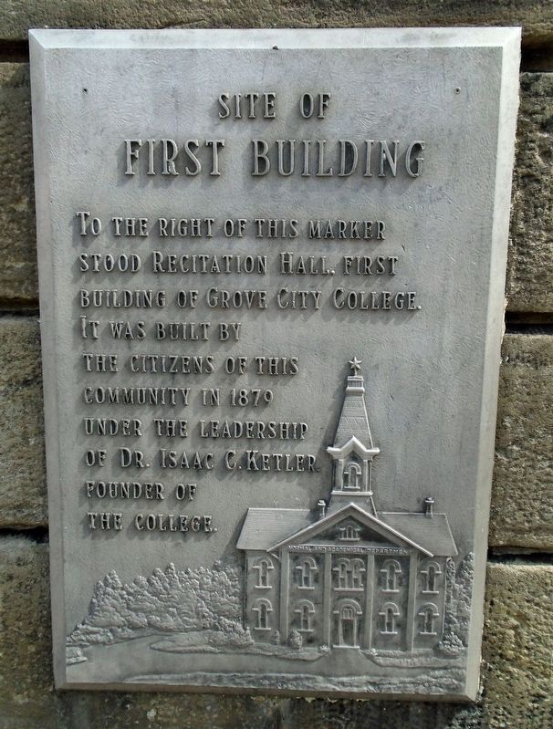Site of First Building Marker image. Click for full size.