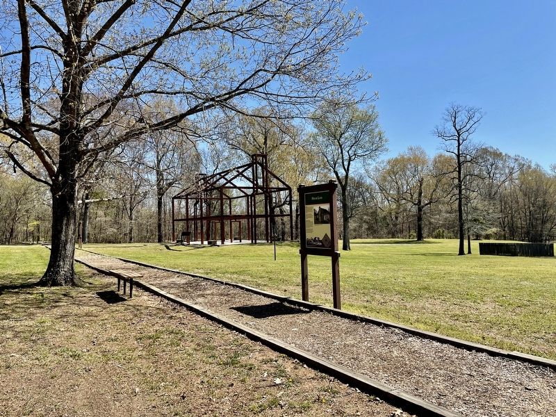 House Lots Marker with example residence "ghost" structure in background.. Click for full size. House Lots Marker with example residence "ghost" structure in background. image. Click for full size.