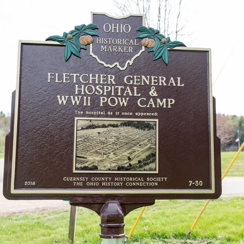 Fletcher General Hospital & WWII POW Camp Marker, side two image. Click for full size.