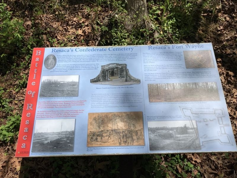 Resaca's Confederate Cemetery / Resaca's Fort Wayne Marker image. Click for full size.