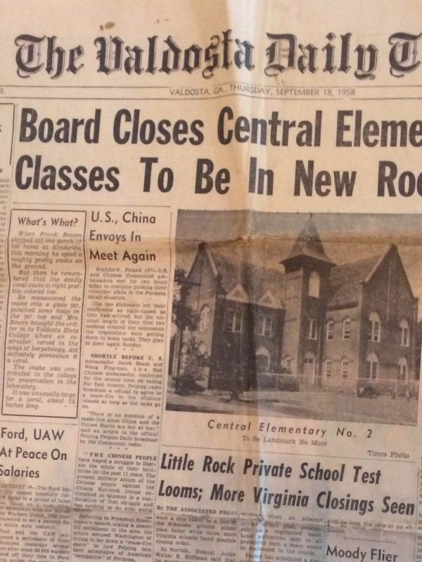 Valdosta Institute / Central Elementary School No. 2 from a local newspaper image. Click for full size.