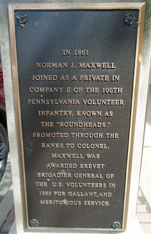 Brevet Brigadier General Norman J. Maxwell Marker. Click for full size. Brevet Brigadier General Norman J. Maxwell Marker image. Click for full size.
