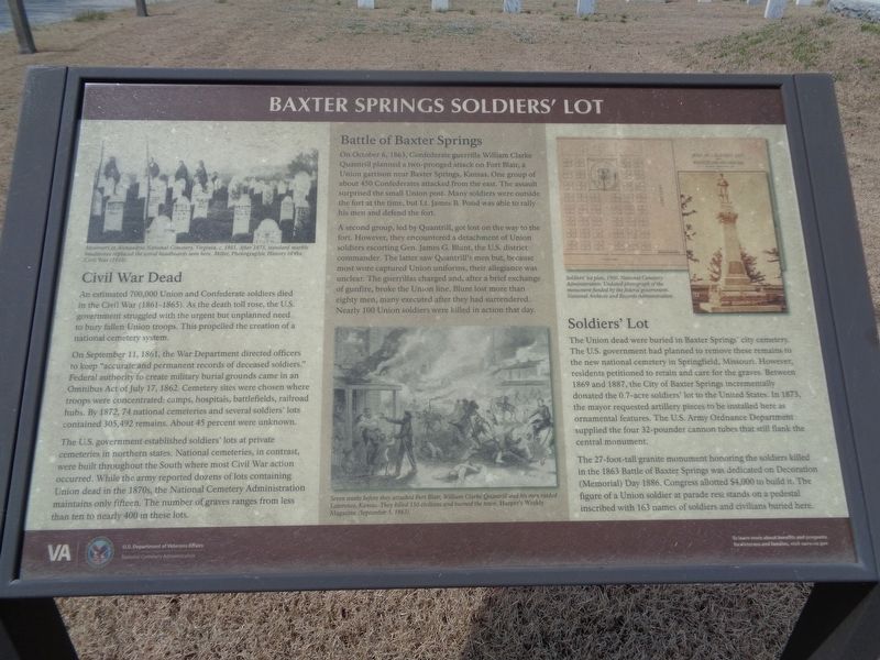 Baxter Springs Soldiers' Lot Marker image. Click for full size.