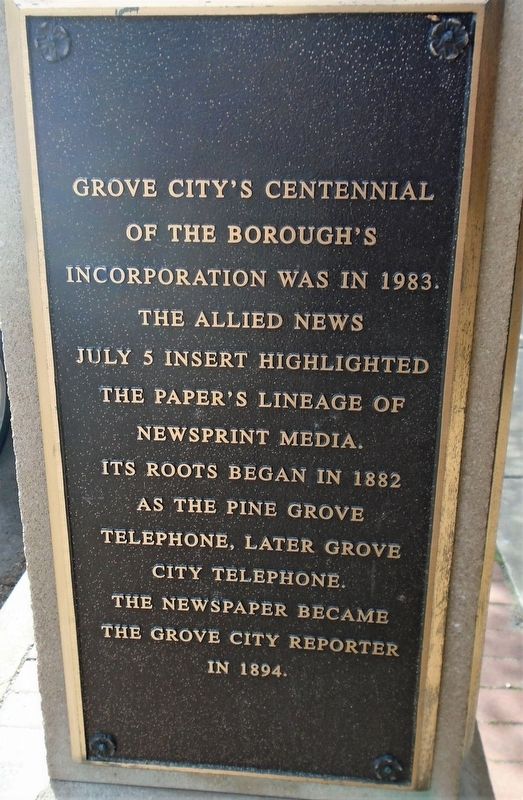 Grove City Newspaper History Marker image. Click for full size.