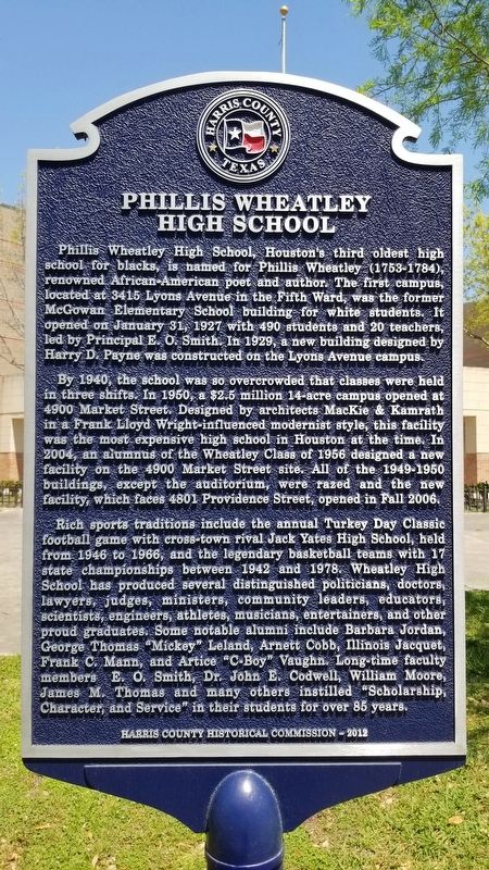 Phillis Wheatley High School Marker image. Click for full size.