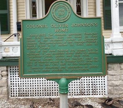 Colonel Oliver Johnson's Home Marker image. Click for full size.