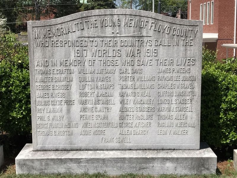 Floyd County World War I Memorial image. Click for full size.