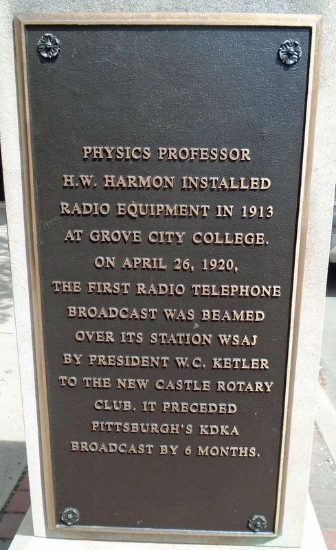 Beginnings of Radio in Grove City Marker image. Click for full size.