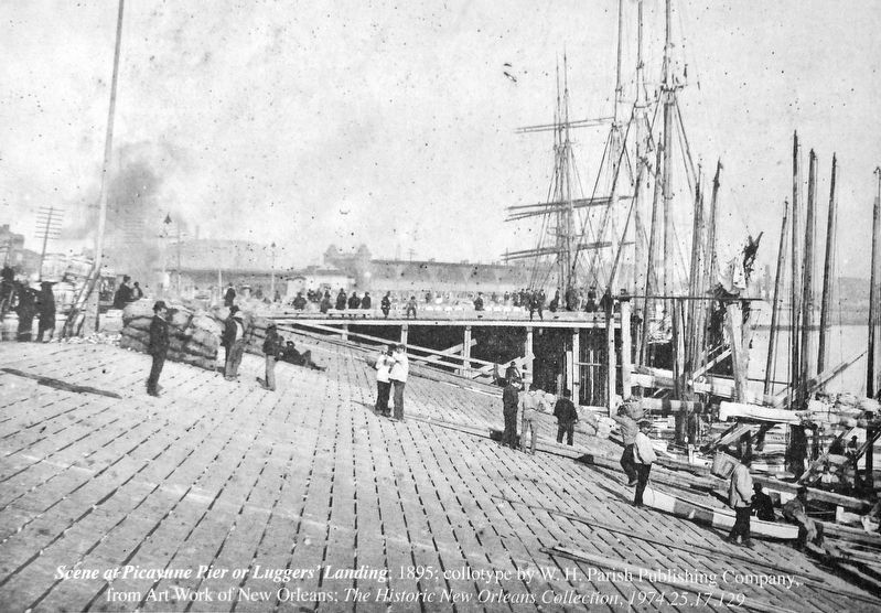 Marker detail: Scene at Picayune Pier or Lugers Landing; 1895 image. Click for full size.