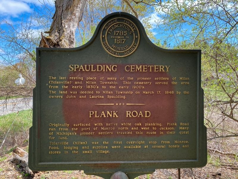 Spaulding Cemetery / Plank Road Marker image. Click for full size.
