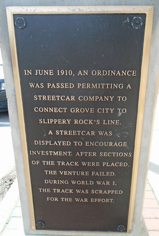 Slippery Rock & Grove City Railway Marker image. Click for full size.