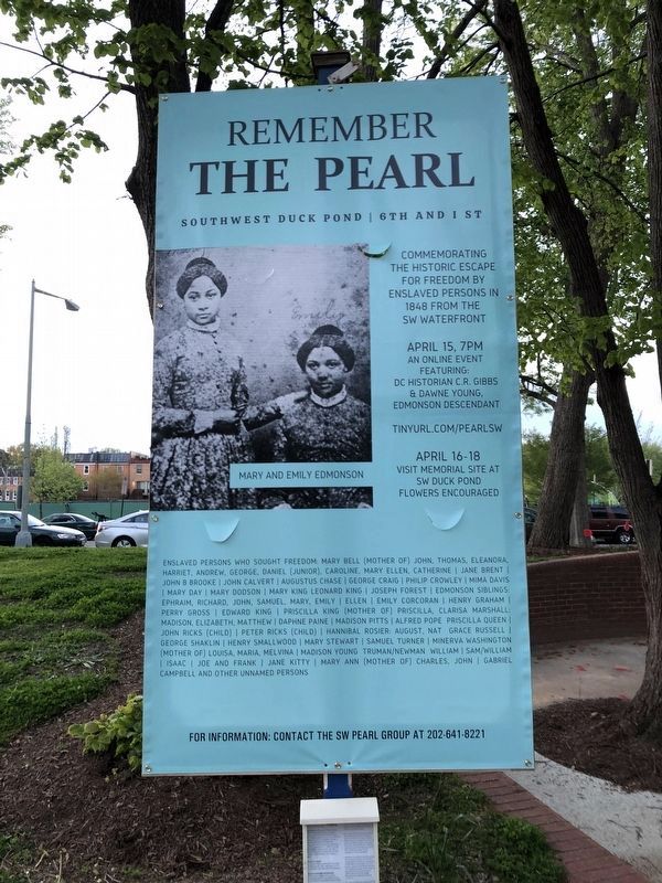 Sign for an event regarding the Pearl Incident image. Click for full size.