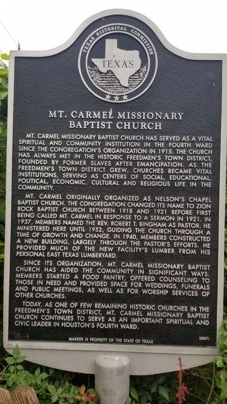 Mt. Carmel Missionary Baptist Church Marker image. Click for full size.