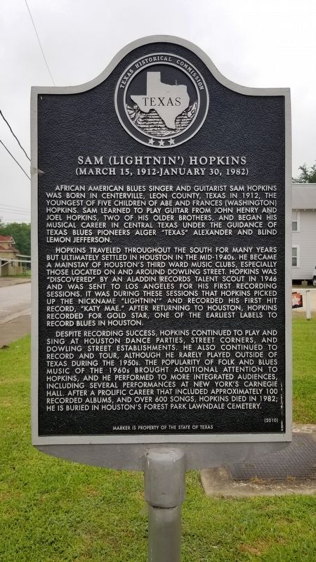 Sam (Lightnin) Hopkins Marker image. Click for full size.
