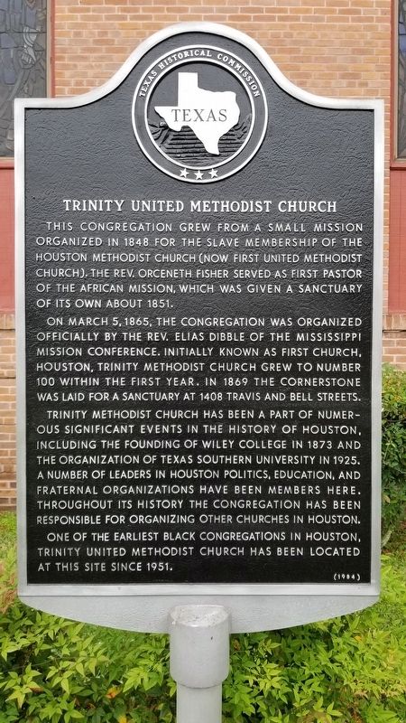 Trinity United Methodist Church Marker. Click for full size. Trinity United Methodist Church Marker image. Click for full size.