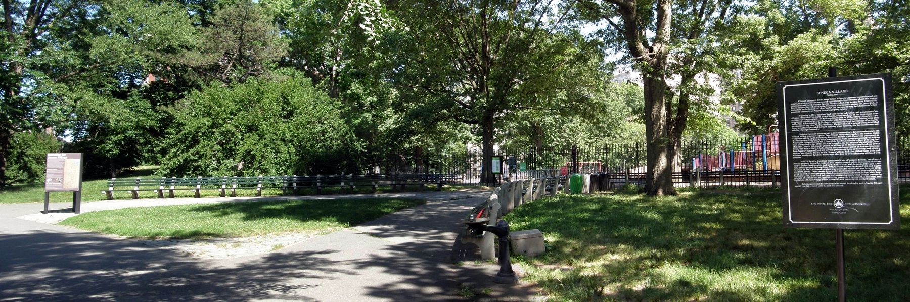 Seneca Village marker. Click for full size. Seneca Village marker image. Click for full size.