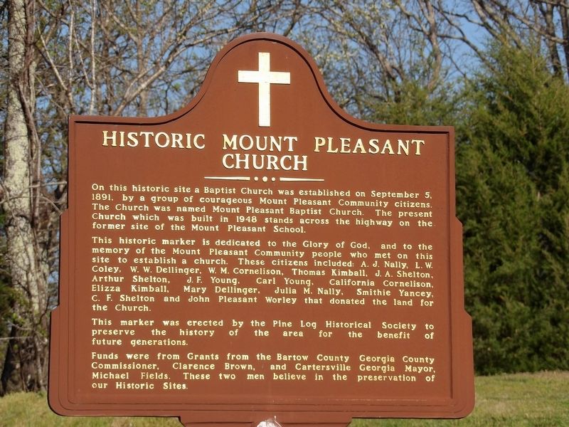 Historic Mount Pleasant Church Marker image. Click for full size.