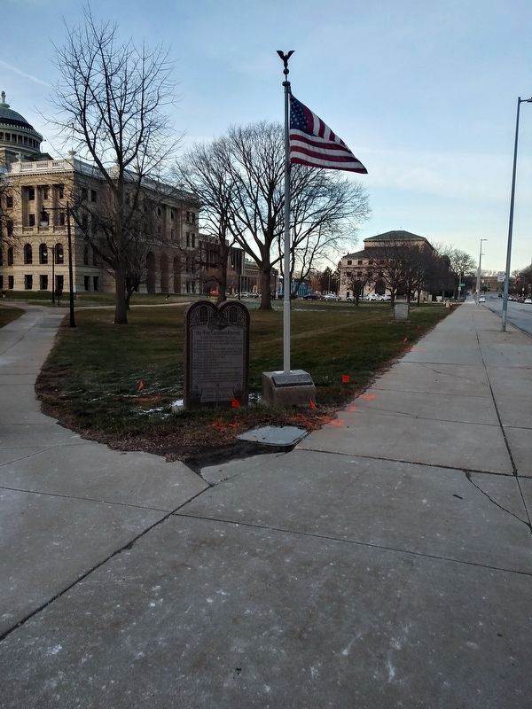 Lucas County Catholic War Veterans Memorial Flagpole and Marker image. Click for full size.