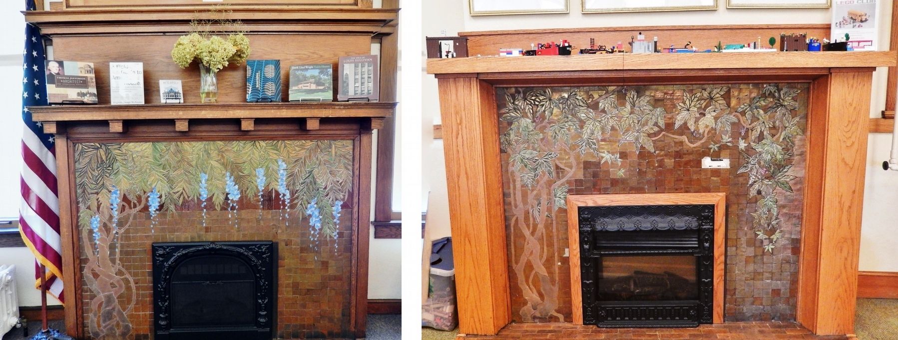 Tiffany-style Mosaic Fireplaces. Click for full size. Tiffany-style Mosaic Fireplaces image. Click for full size.